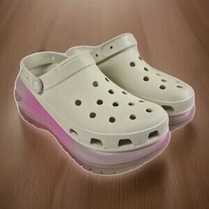 Men's Size 9 Women's 11 - Crocs Mega Crush Platform Classic Clog Drip Bone